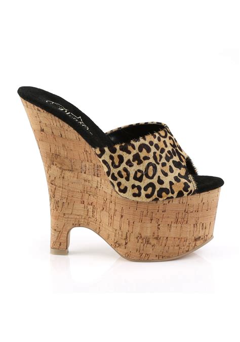 Pleaser Womenbeau 601 6 12 Heel 2 34 Platform Wedge Cork Slide On Sandal 8 Clrcork For Sale