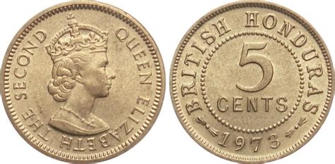 British Honduras Belize 5 Cent 1973 Elisabeth II AU MA Shops