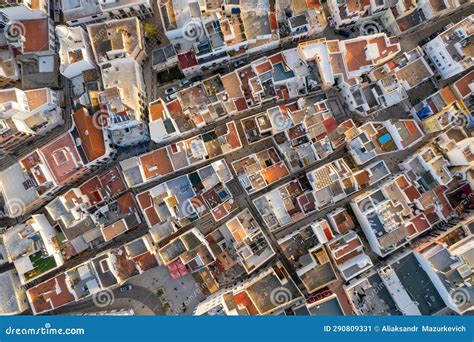 Aerial Top Down View Of The Olhao Cityscape Algarve Region Portugal