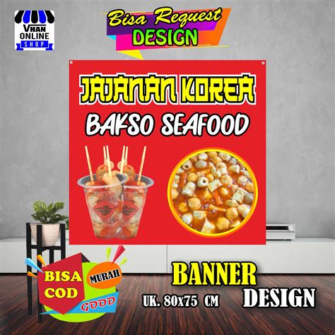 Spanduk Banner Jajanan Korea Bakso Seafood Jajanan Viral Keren Bagus