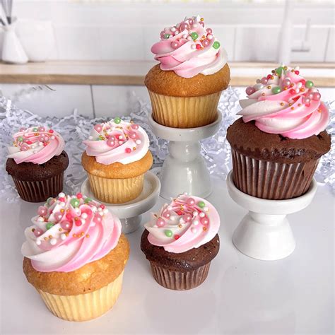 Cherry Blossom Pearl Sprinkles Tinted Icing Cupcakes Pastries By