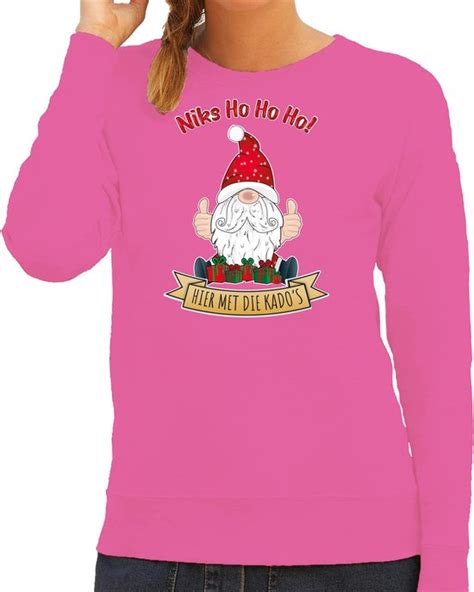 Bellatio Decorations Foute Kersttrui Sweater Dames Kado Gnoom Roze