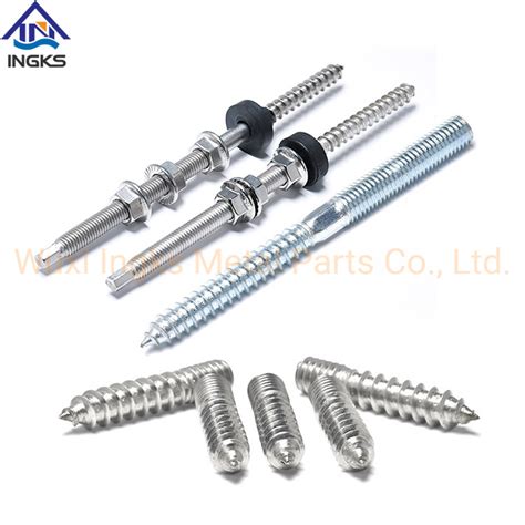 A2 A4 Stainless Steel Wooden Threaded Double End Solar Hanger Bolt For