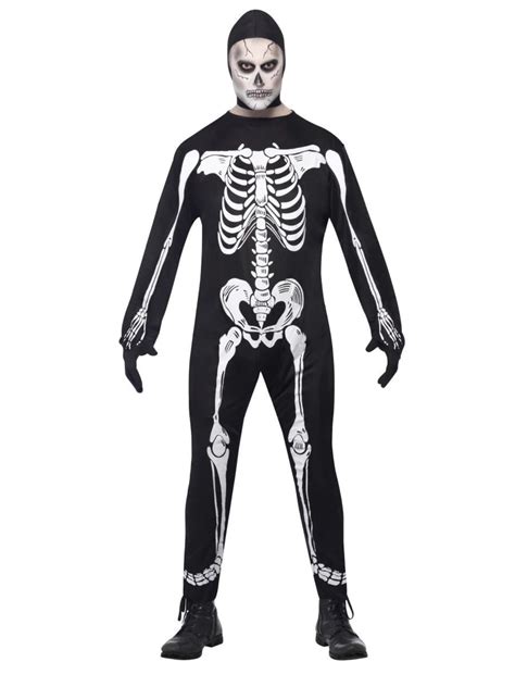 White And Black Skeleton Men Adult Halloween Costume Large