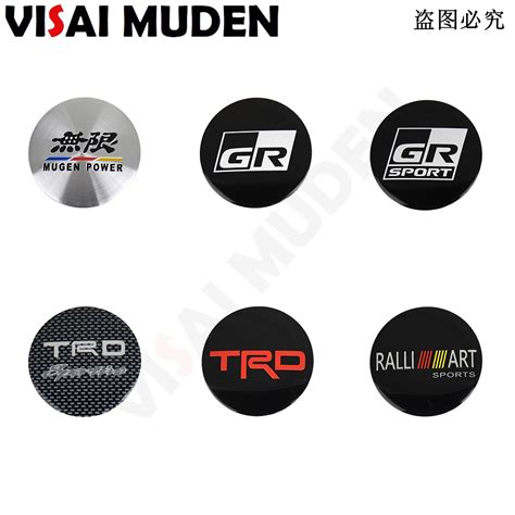 4pcs 56mm Stickers Gr Trd Mugen Ralliart Logo Center Rim Cap Sticker Wheel Cover Hub Cap Emblem