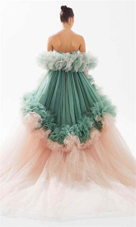 Tarik Ediz 98264 Straples Ruffle Tier Ballgown Couture Candy