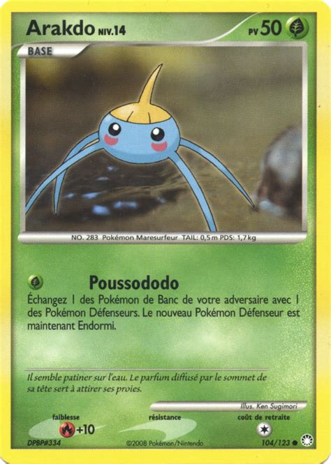 Arakdo 104 123 Diamant et Perle Trésors Mystérieux carte Pokemon