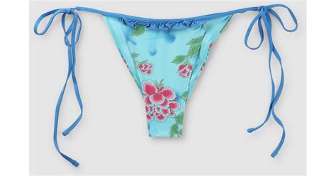 Frankie S Bikinis Camilla Floral Print String Bikini Bottoms In Blue Lyst