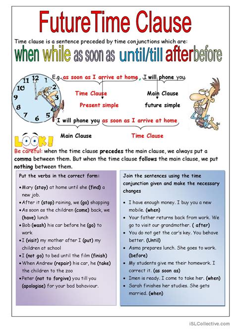 Time Clause English Esl Worksheets Pdf Doc