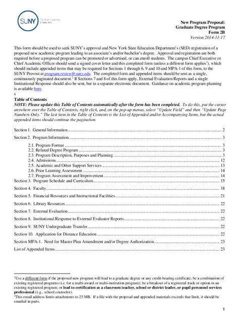 Fillable Online 1 New Program Proposal Graduate Degree Program Form 2B