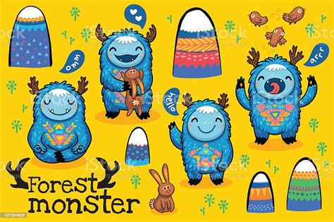 Vector Cartoon Funny Monsters Set Stock Illustration Download Image