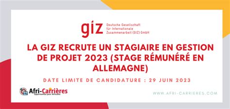 Recrutement Stagiaire En Gestion De Projet Giz R Mun R