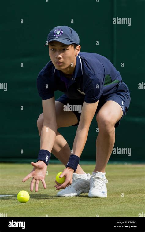 A Ball Boy In Action At The Wimbledon Championships 2017 Stock Photo