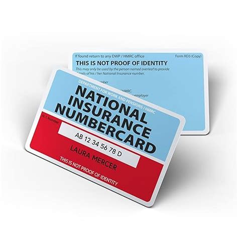 Custom Printed Replacement National Insurance Number Card Hard Plastic Card Uk