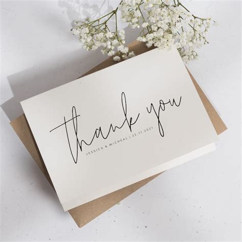 Wedding Thank You Cards Calligraphy Etsy