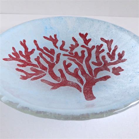 Fused Glass Coral Bowl Etsy