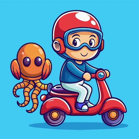 Un Personnage De Dessin Anim Sur Un Scooter Rouge Avec Un Personnage D