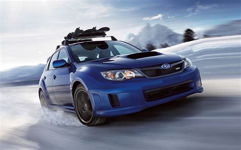 Hd Wallpaper Blue Subaru Sedan The Sky Snow Impreza Wrx Sti The