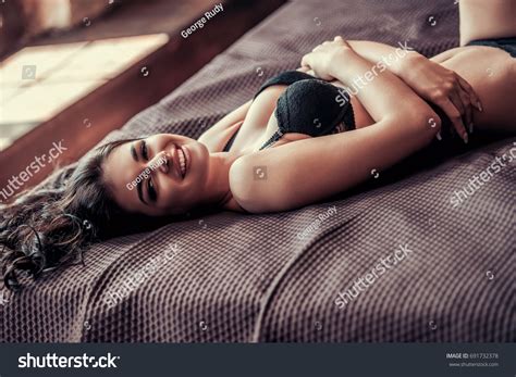 Sexy Young Woman Black Lingerie Looking 스톡 사진 Shutterstock