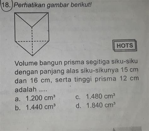 Solved Perhatikan Gambar Berikut Hots Volume Bangun Prisma