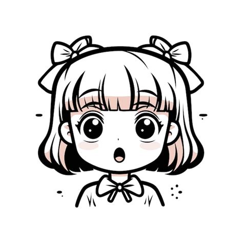 Premium Vector Kawaii Little Girl Feeling Shock Manga Style Outline