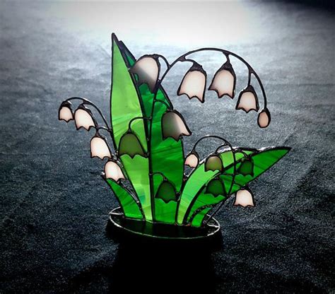 White Lily Of The Valley Home Decor Lily Stained Glass Etsy Stained Glass Flowers