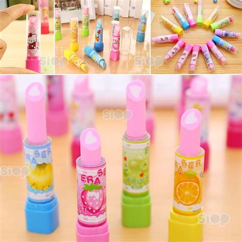 Jual Penghapus Pensil Bentuk Lipstik Rubber Eraser Warna Warni Shopee