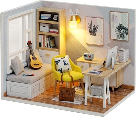 Cuteroom Diy Miniature Dollhouse Kit With Furniture Wooden Doll House