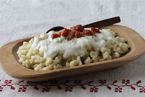 Bryndzové Halušky Slovak potato dumplings with sheep cheese Almost