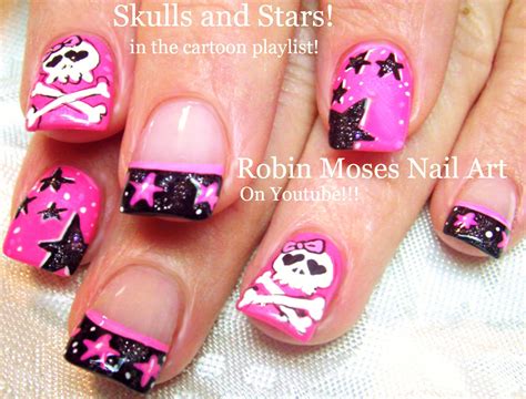 Nail Art By Robin Moses Neon Nails Flaming Skulls Skull Nails