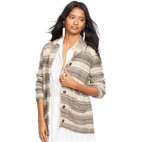 Denim And Supply Ralph Lauren Boyfriend Shawl Cardigan In Beige Tan Multi Lyst