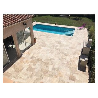 Terrasse Et Contour De Piscine En Travertin Modern Pools Sonstige