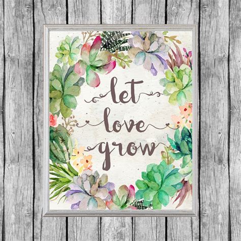 Let Love Grow Sign Succulent Favors Sign X Digital File Etsy