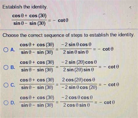 Solved Establish The Identity Cos Cos Sin Sin