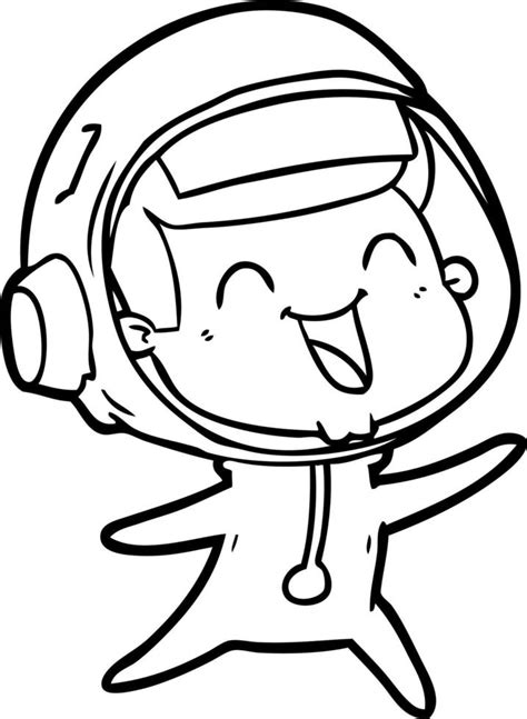 Astronauta De Dibujos Animados Feliz Vector En Vecteezy