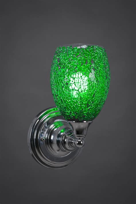 Wall Sconce Shown In Chrome Finish With 5 Green Fusion Glass Michaels