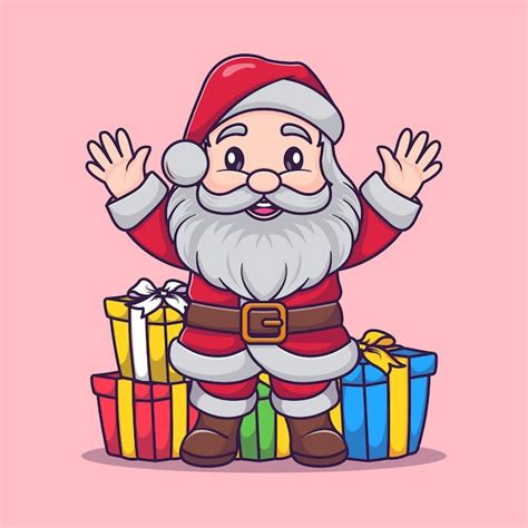 Premium Vector Cute Santa Claus With Many Presents Vector Cartoon