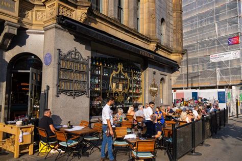 Beautiful Street Cafe In Manchester Manchester Uk August