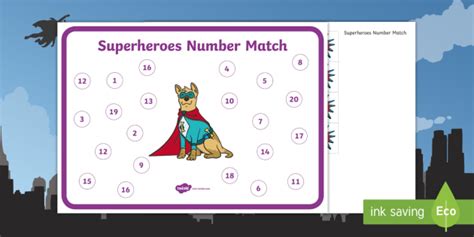 Superheroes Number Match Activity Mat Teacher Made