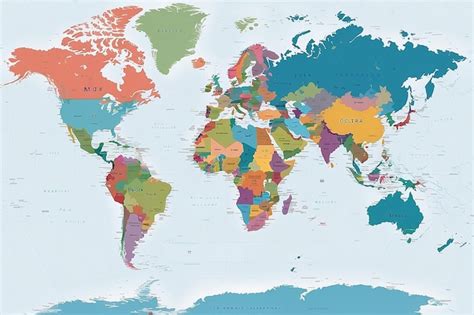 Mapa Colorido Do Mundo Completo Os Nomes De Todos Os Pa Ses Foto