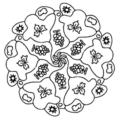 Coloriage Mandalas Automne Automne Vigne Raisin 6