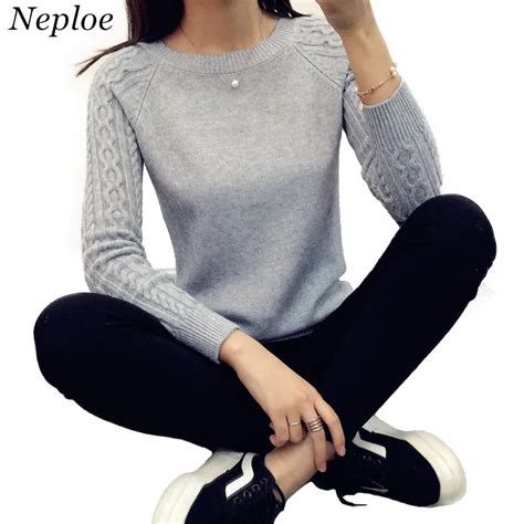 Neploe Women O Neck Pullover Sweater 2018 Autumn Winter Korean New