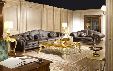 Luxury living room in leather Majestic | Vimercati Classic Furniture