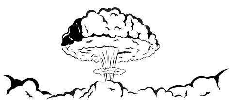 Mushroom smoke effect nuclear bomb exploasion doodle drawing black and ...