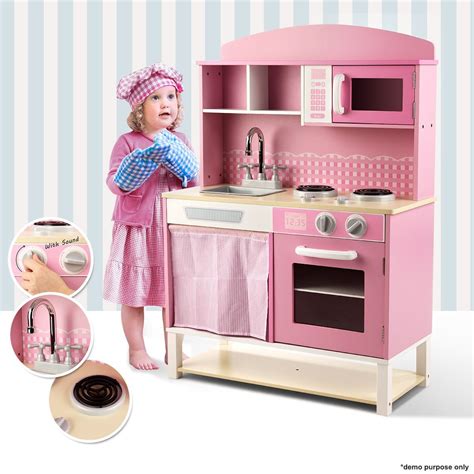 Pink Toy Kitchen With Sink Microwave Oven