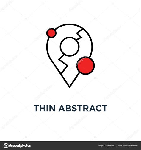 Thin Abstract Geolocation Map Pin Icon Symbol Linear Trend Modern Stock