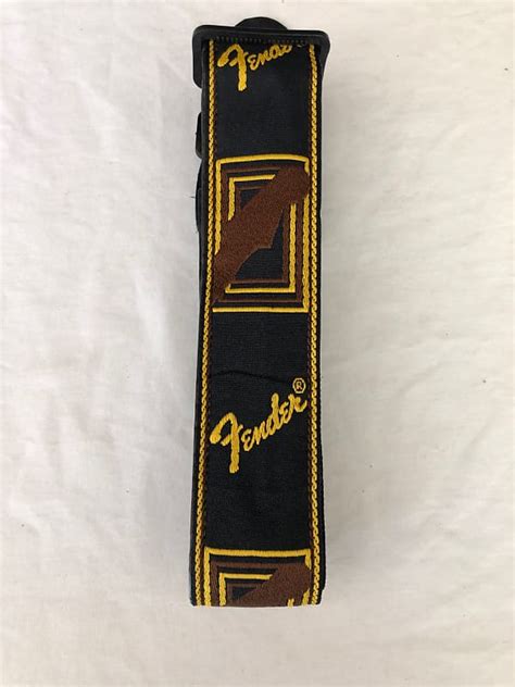 Fender 2 Monogrammed Strap Black Yellow Brown Reverb