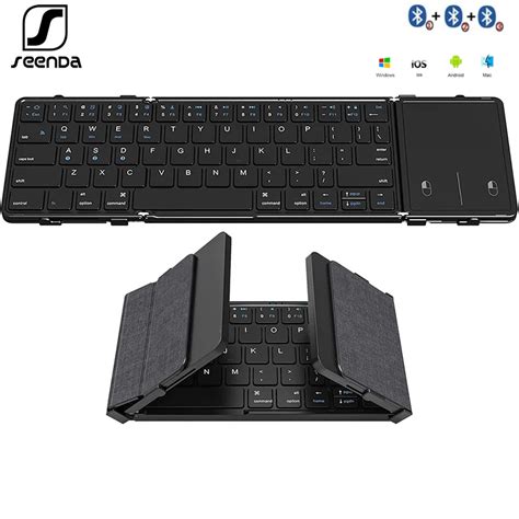 Seenda dobrável teclado bluetooth touchpad portátil recarregável