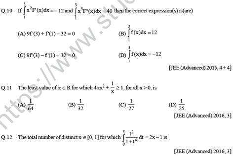 Jee Mathematics Application Of Derivatives Mcqs Set A Multiple Choice