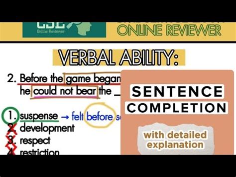 Civil Service Exam Verbal Ability Sentence Completion Detailed